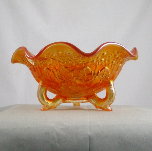 Fenton Lions Marigold Carnival Glass Footed Bowl