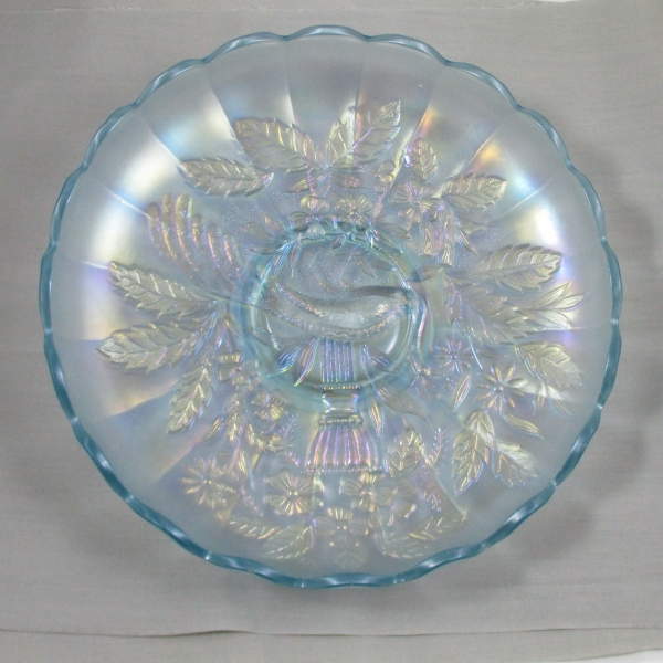 Antique Northwood Ice Blue Peacock & Urn Carnival Glass Master Ice Cream Bowl