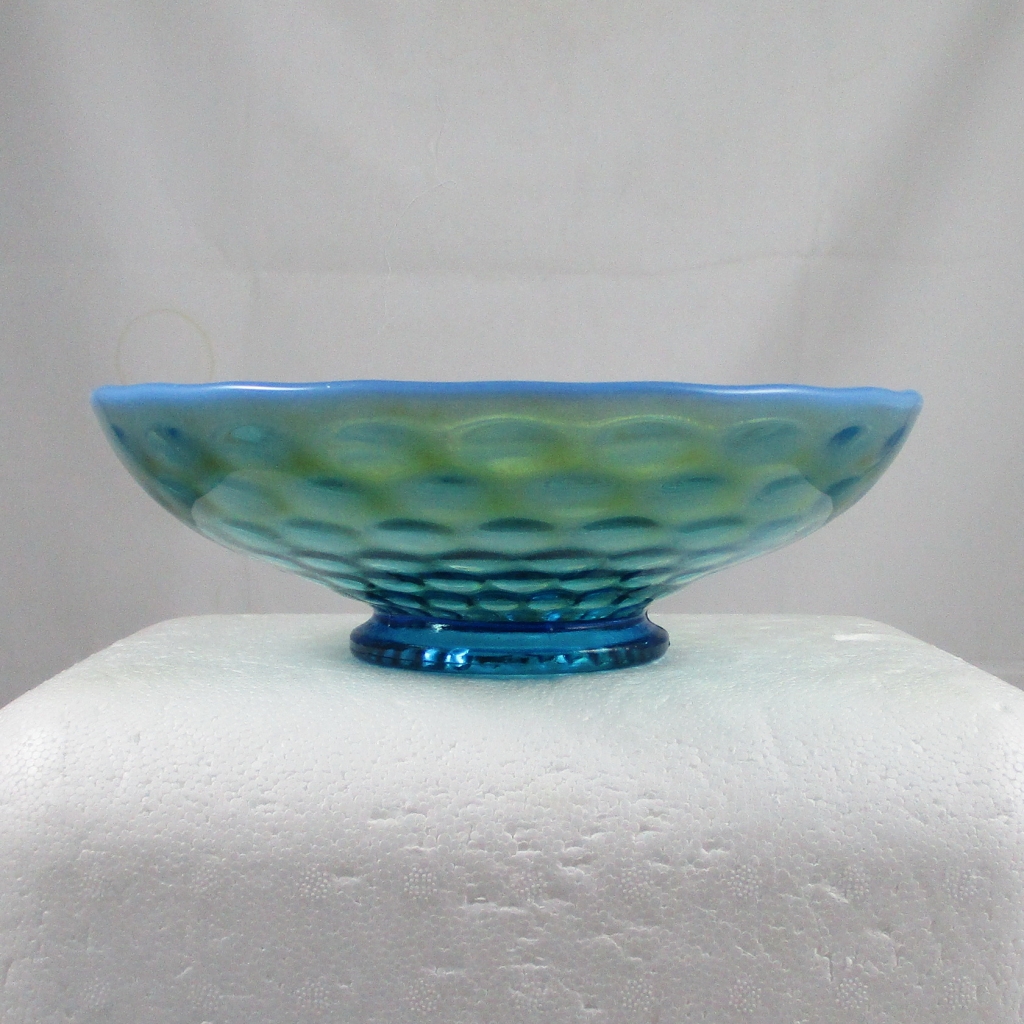 Antique Westmoreland Blue Opal Pearly Dots Carnival Glass IC Bowl