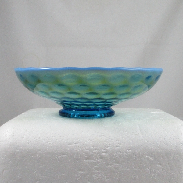 Antique Westmoreland Blue Opal Pearly Dots Carnival Glass IC Bowl