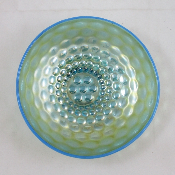 Antique Westmoreland Blue Opal Pearly Dots Carnival Glass IC Bowl