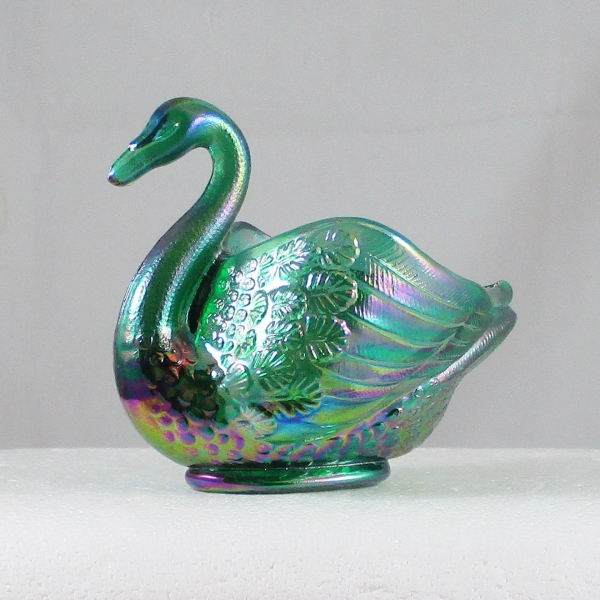 Fenton Green Carnival Glass Swan Salt for SD & S. CA CG CLUBS
