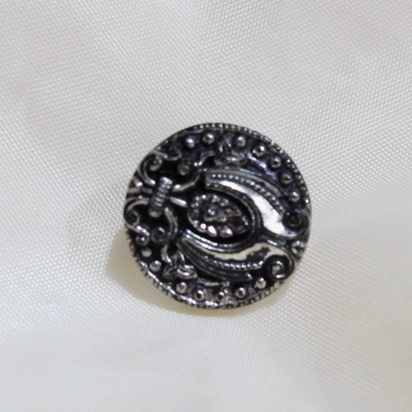 Antique Black Amethyst Carnival Glass Button Iridescent Luster - Eastern Shrine