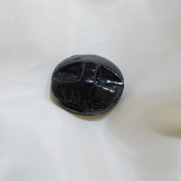 Antique Black Amethyst Carnival Glass Button Iridescent Luster - Bird Dog