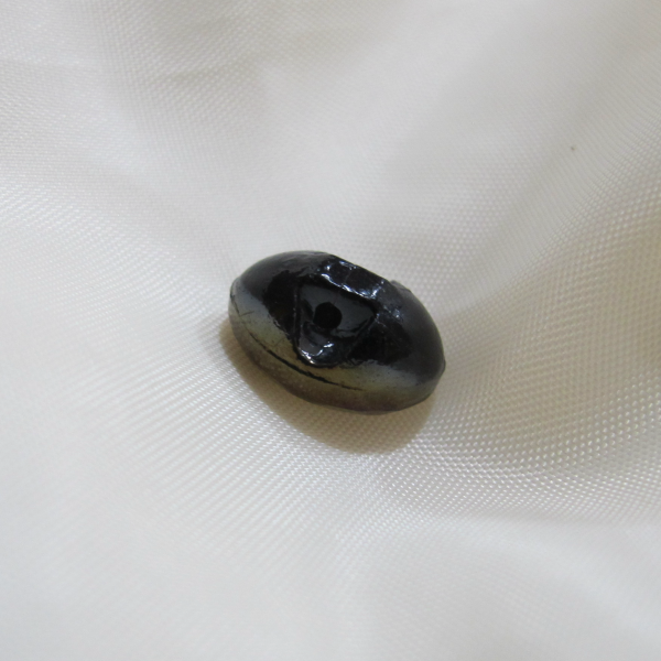 Antique Black Amethyst Carnival Glass Button Iridescent Luster – Deep Oval Sunburst