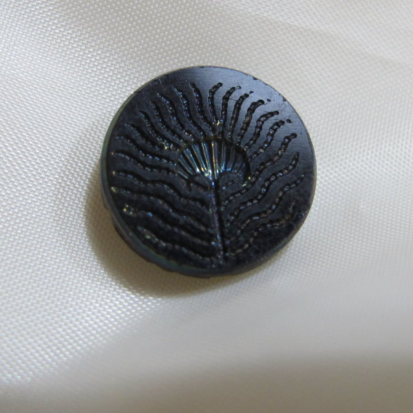 Antique Black Amethyst Carnival Glass Button Iridescent Luster – Peacock Feather