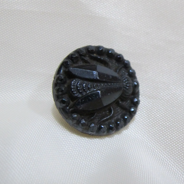 Antique Black Amethyst Carnival Glass Button Luster – FLY Insect