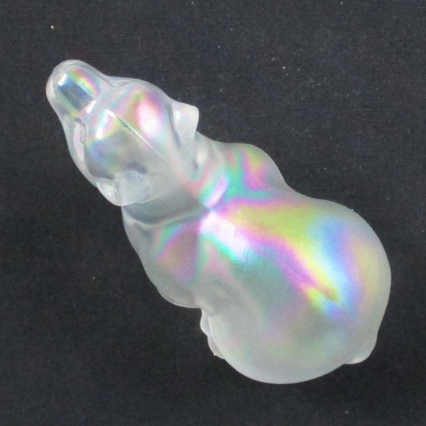 Fenton Ice White Carnival Glass POLAR BEAR #35109 Figurine / Paperweight Animal