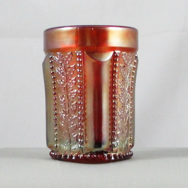 St. Clair Red Holly Band Carnival Glass Tumbler