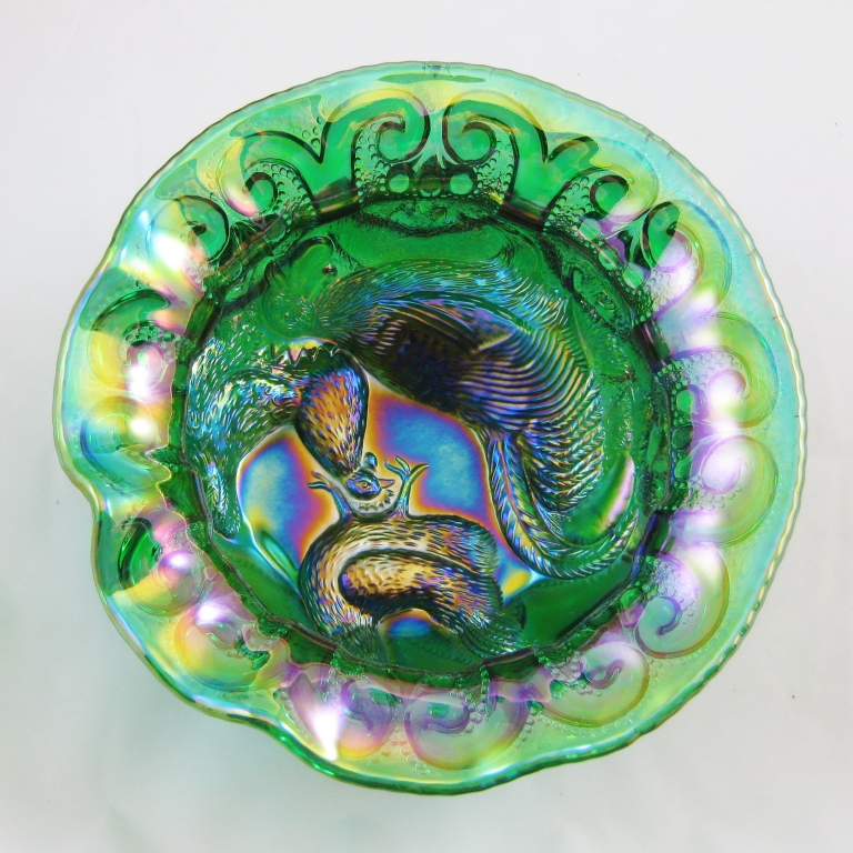 Fenton for DSB Emerald Green Farmyard Carnival Glass Spittoon