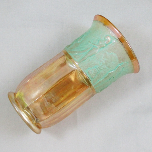 Antique Rindskopf Egyptian Queen Marigold Carnival Glass Vase