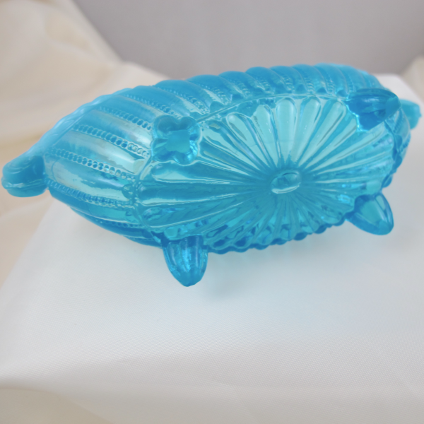 Antique Greener & Company Royal Jubilee Pearline Blue Opalescent Glass Basket
