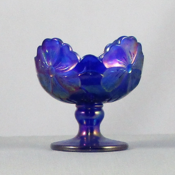 Summit Cobalt Blue Wild Rose aka Intaglio Flower Carnival Glass Nut Dish