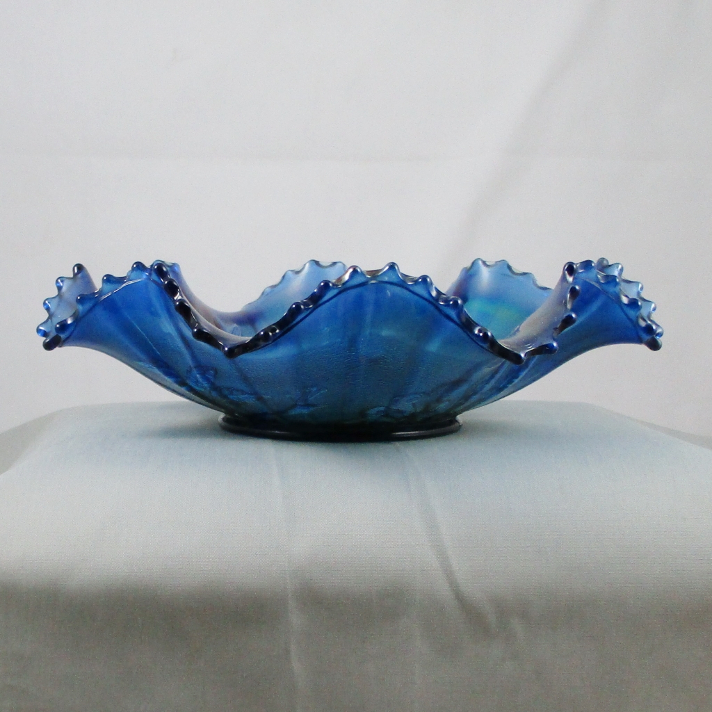 Antique Northwood Renniger Blue Stippled Peacocks Carnival Glass ...
