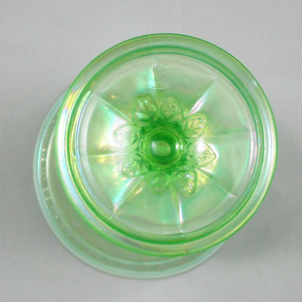 Fenton Lime Green Opal Dancing Ladies Carnival Glass Flared Vase