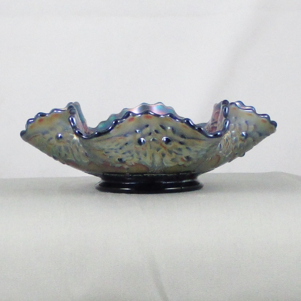 Antique Fenton Blue Cherry Chain Carnival Glass Sauce Bowl