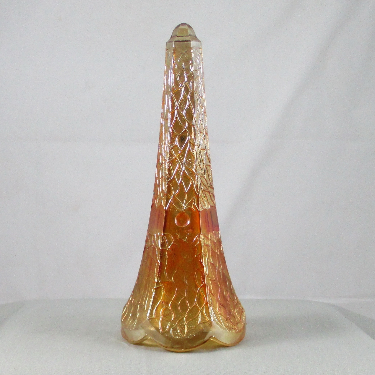 Antique Crackle Marigold Carnival Glass Car Vase Carnival Glass