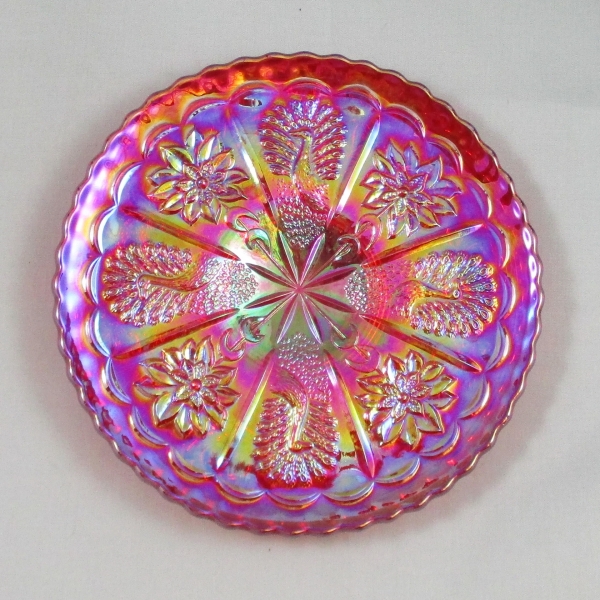 Fenton Red Peacock Dahlia Carnival Glass Plate – HOACGA Limited Edition