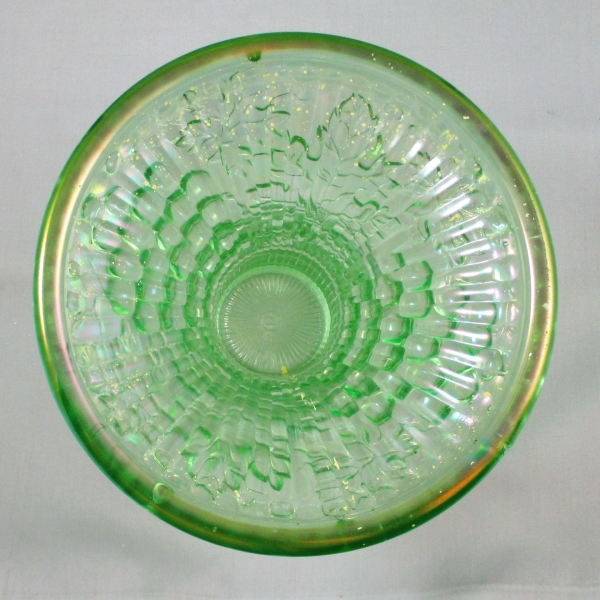 Antique Northwood Dark Ice Lime Green Grape & Cable Carnival Glass Punch Bowl & Base