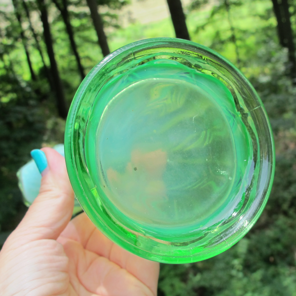 Antique Jefferson? Inverted Chevron Green Opalescent Glass Vase