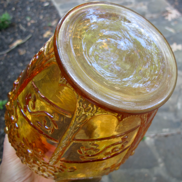 Antique Fenton Orange Tree Orchard Marigold Carnival Glass Water Pitcher