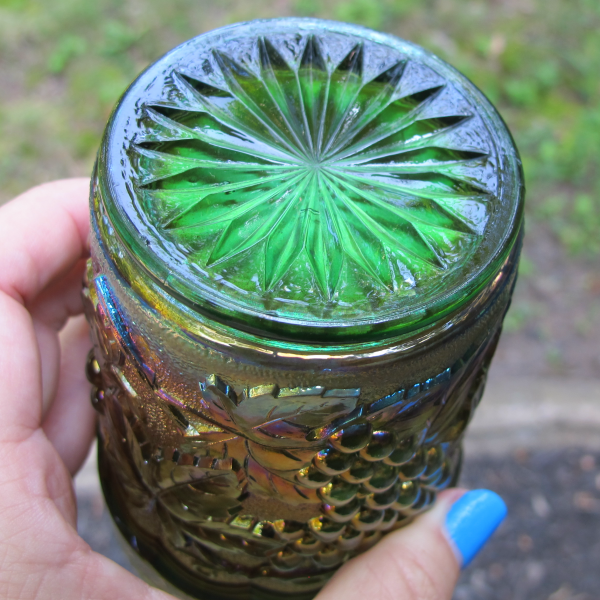 Antique Imperial Green Imperial Grape Carnival Glass Tumbler