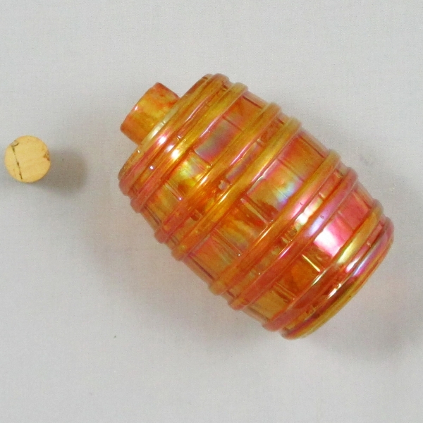 Antique Imperial Marigold Little Barrel Carnival Glass Novelty Bottle
