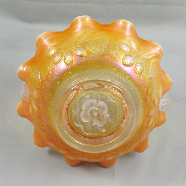 Fenton Peach Opal Persian Medallion Carnival Glass Basket