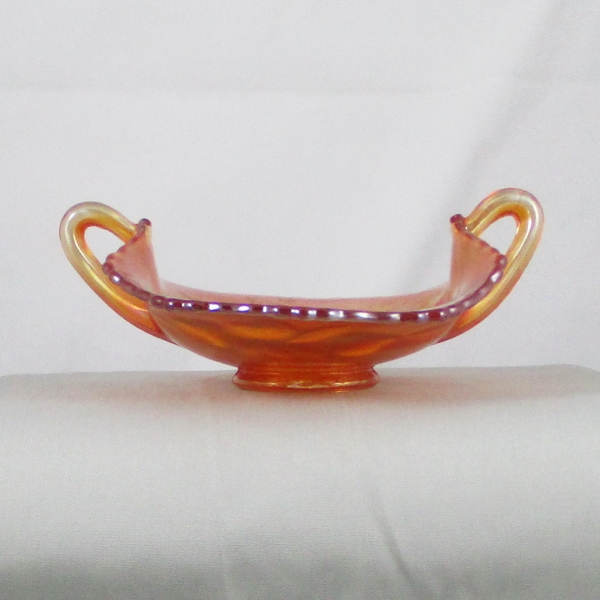 Antique Fenton Marigold Strawberry Carnival Glass Handled Card Tray Strawberry Base