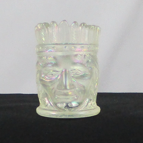 St. Clair White Indian Head Carnival Glass Toothpick Holder Limited Edition for S.C.G.C.