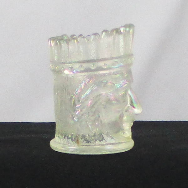 St. Clair White Indian Head Carnival Glass Toothpick Holder Limited Edition for S.C.G.C.