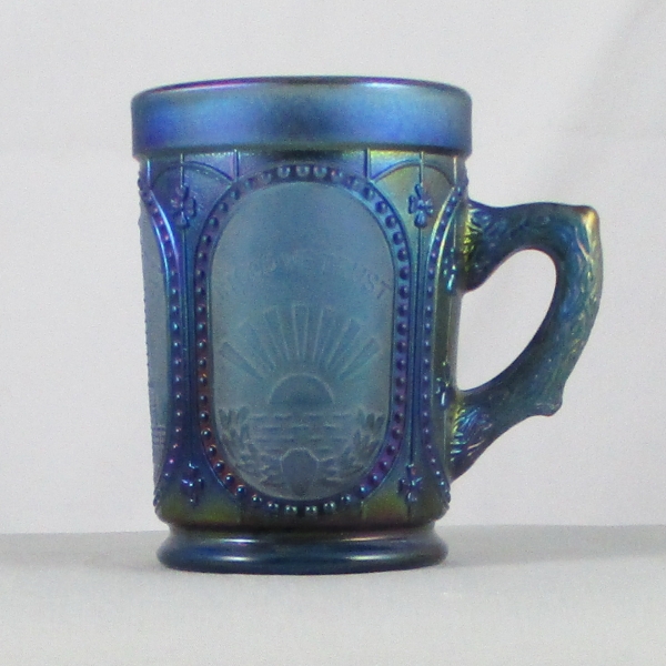 Imperial Blue In God We Trust Carnival Glass Mug Limited Edition for ACGA