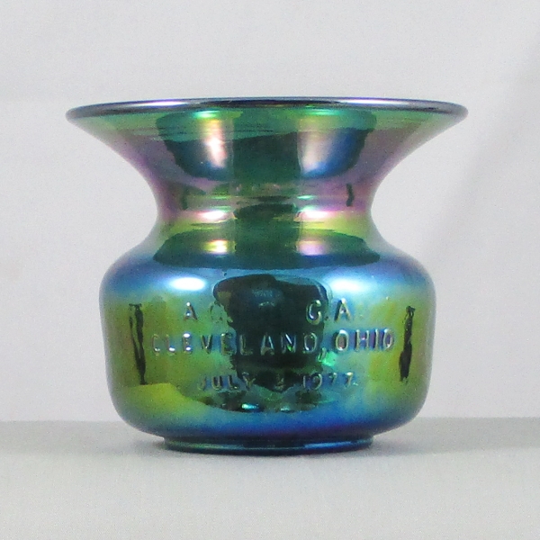 Gibson Teal Green In God We Trust Carnival Glass Spittoon Limited Edition for ACGA