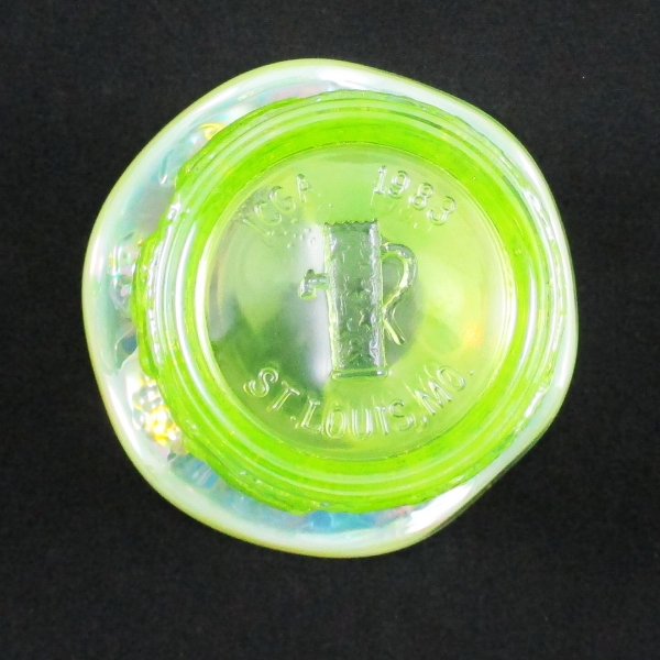 Fenton Vaseline Opal Frolicking Bears Carnival Glass Spittoon