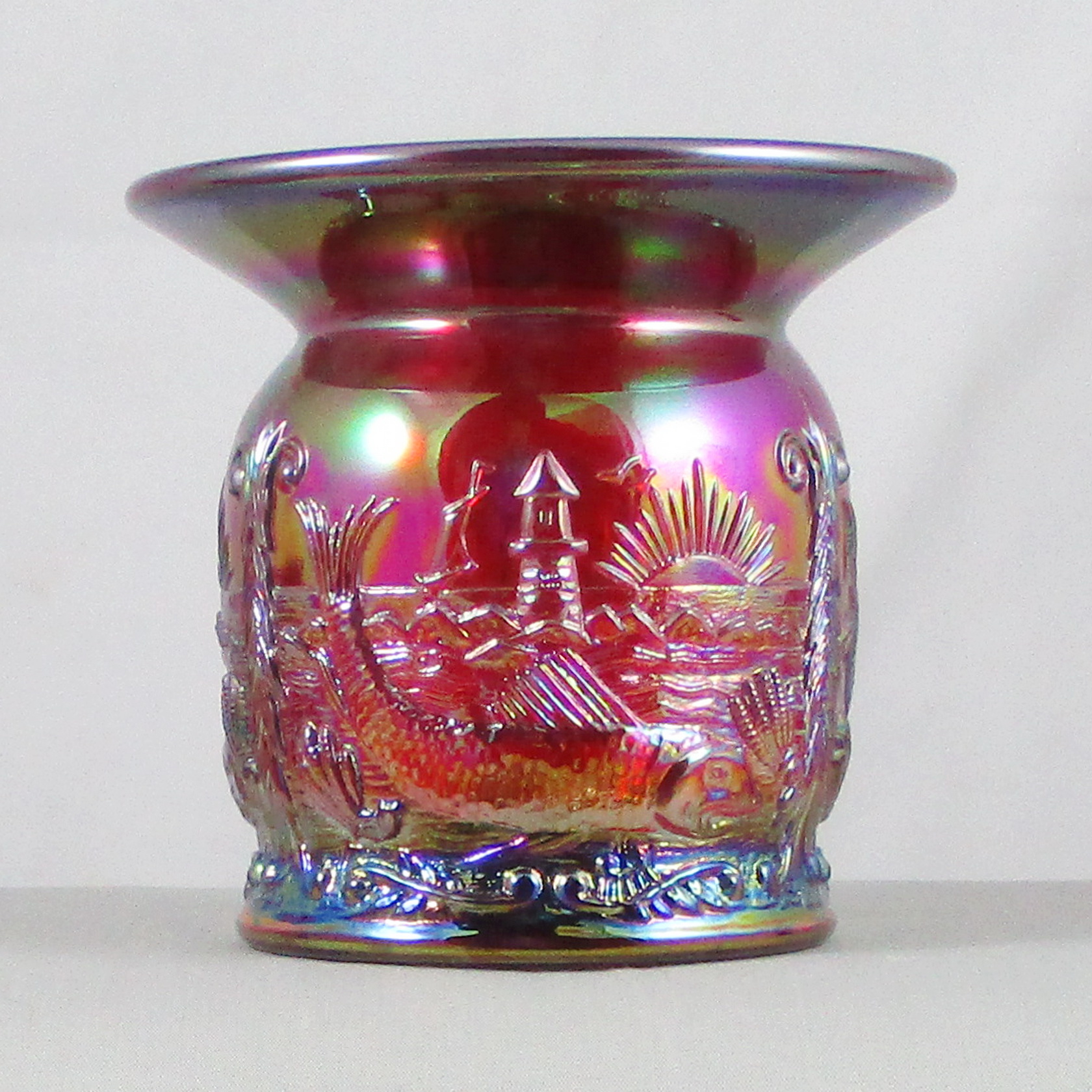 Fenton Red Seacoast Carnival Glass Spittoon Limited Edition for ACGA ...