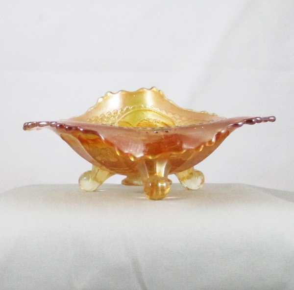 Antique Fenton Horse Medallion Marigold Carnival Glass JIP Bowl