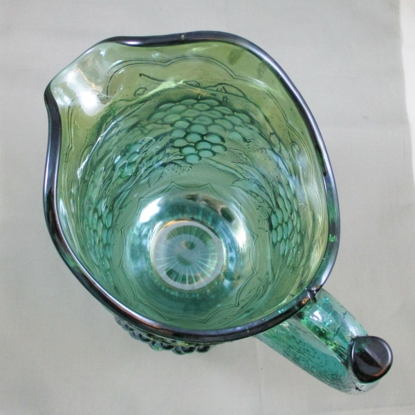 Antique Imperial Teal Aqua Imperial Grape Carnival Glass Water Pitcher