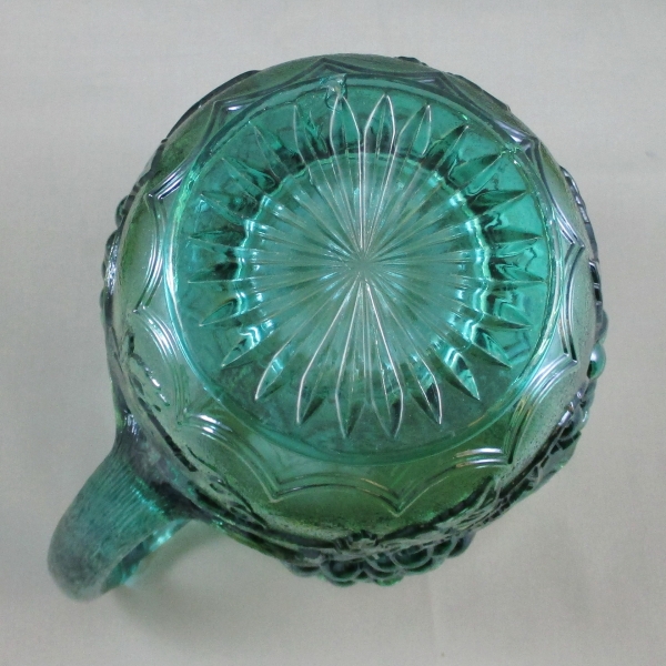 Antique Imperial Teal Aqua Imperial Grape Carnival Glass Water Pitcher