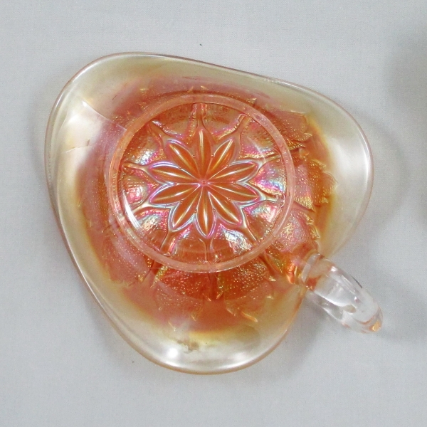 Antique Dugan Leaf Rays Marigold Carnival Glass Spade Nappy