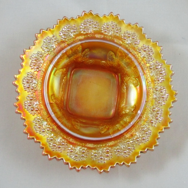 Antique Fenton Orange Tree Marigold Carnival Glass Covered Butter