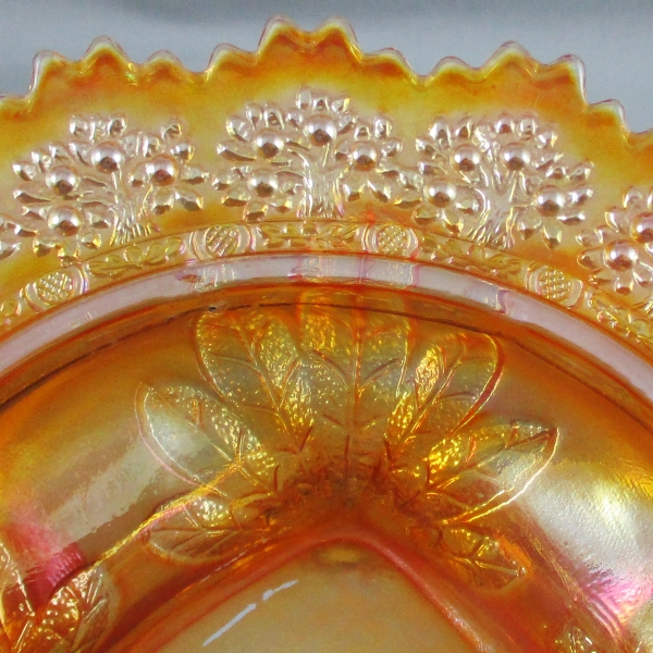 Antique Fenton Orange Tree Marigold Carnival Glass Covered Butter
