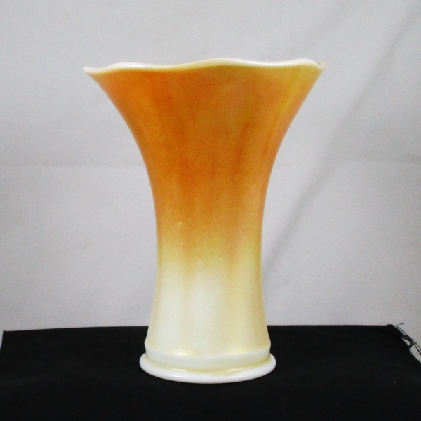 Antique Imperial Smooth Panel Marigold on Milk Glass Carnival Glass Vase