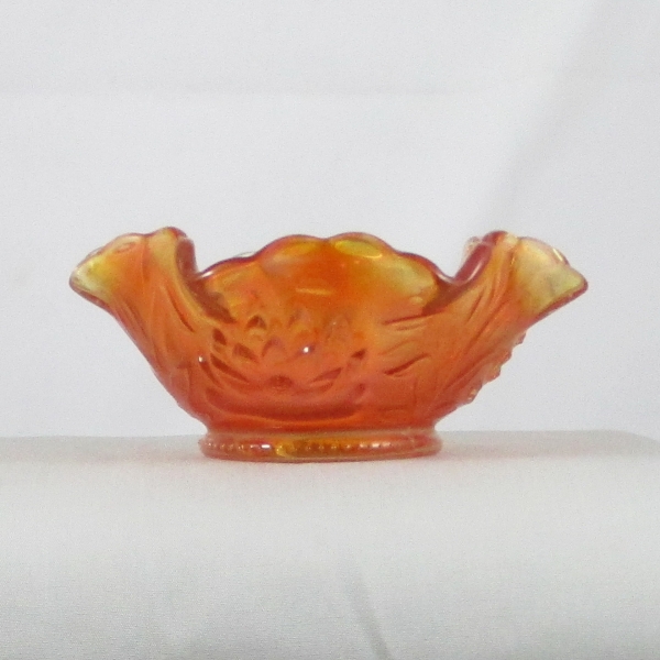 Antique Fenton Waterlily & Cattails Marigold Carnival Glass Bowl