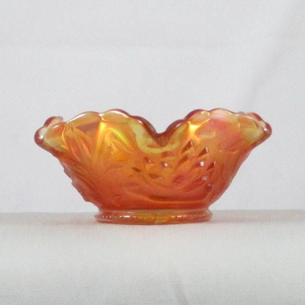 Antique Fenton Waterlily & Cattails Marigold Carnival Glass Bowl