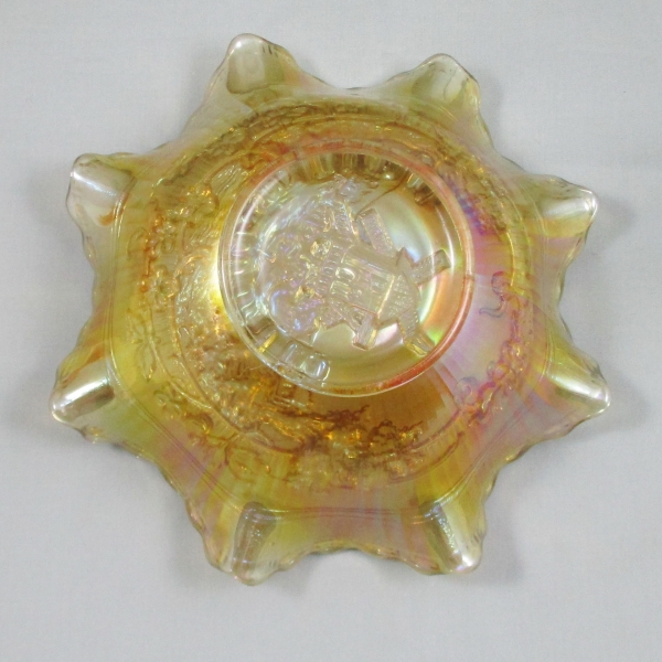 Antique Imperial Windmill Pastel Marigold Carnival Glass Bowl