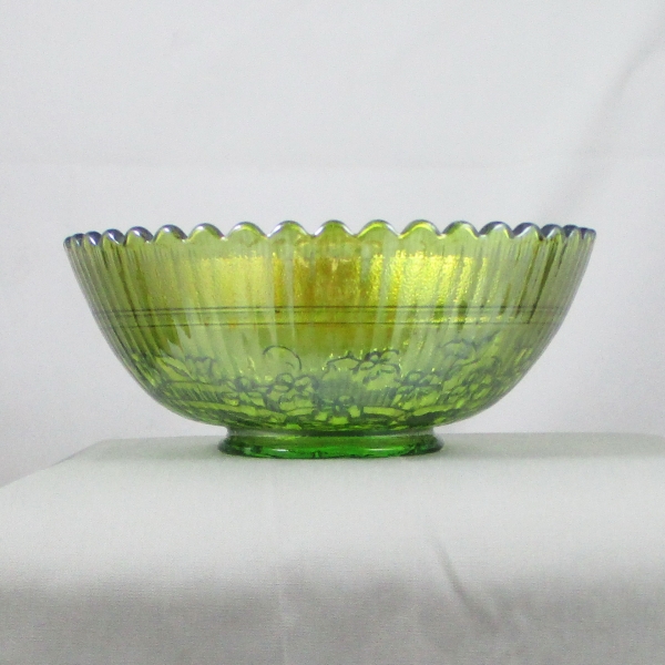 Antique Imperial Windmill Green Carnival Glass Round Bowl