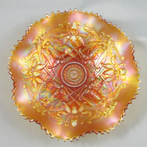 Antique Northwood Wishbone Marigold Carnival Glass Bowl