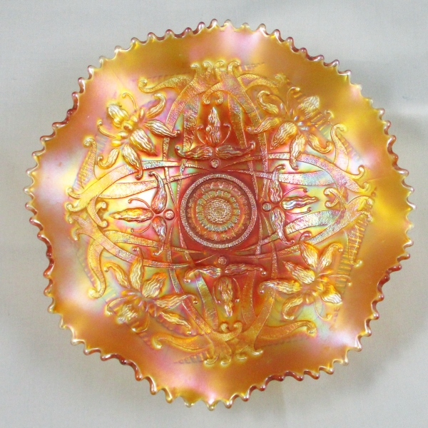 Antique Northwood Wishbone Marigold Carnival Glass Bowl