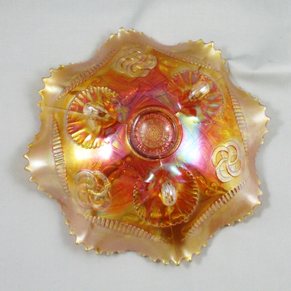 Antique Northwood Wishbone Marigold Carnival Glass Bowl