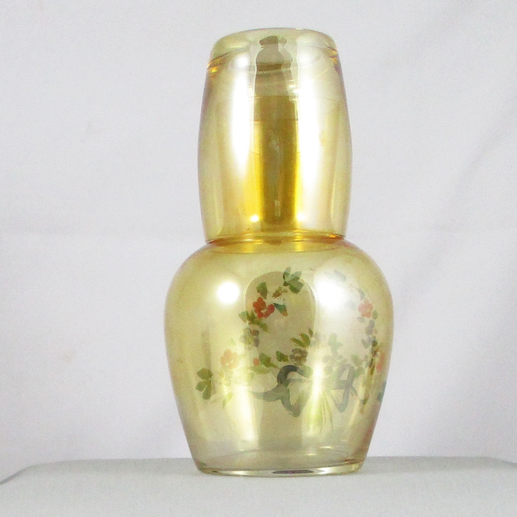 Antique Fenton #401 Marigold Carnival Glass Hand Painted Tumbler Up ...